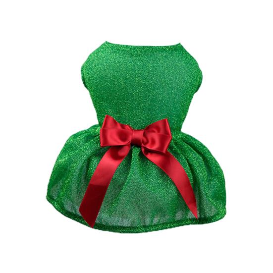 

Рождественское платье для домашних животных, герметичный галстук-бабочка, удобный дышащий реквизит для фотографий зелёный