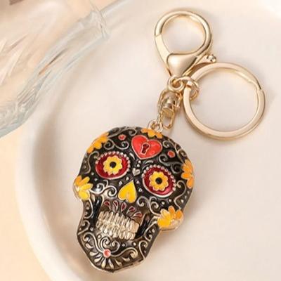 Mandala Skeleton Keyring Goth Style Skull Key Chain Pedant Creative Skull Keychains  Car