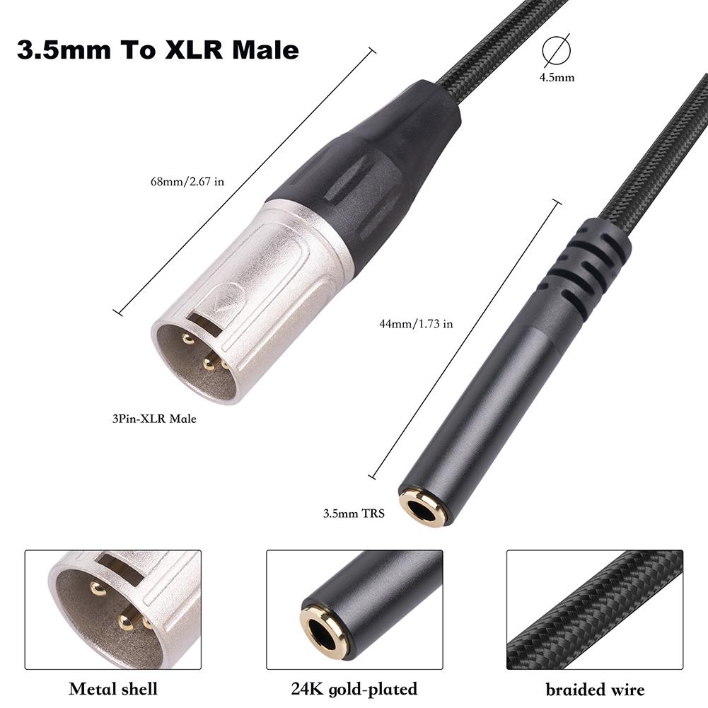 3.5mm Female To XLR Male Interconnect Cable Female To 3 Pin XLR Male Cable for Microphone