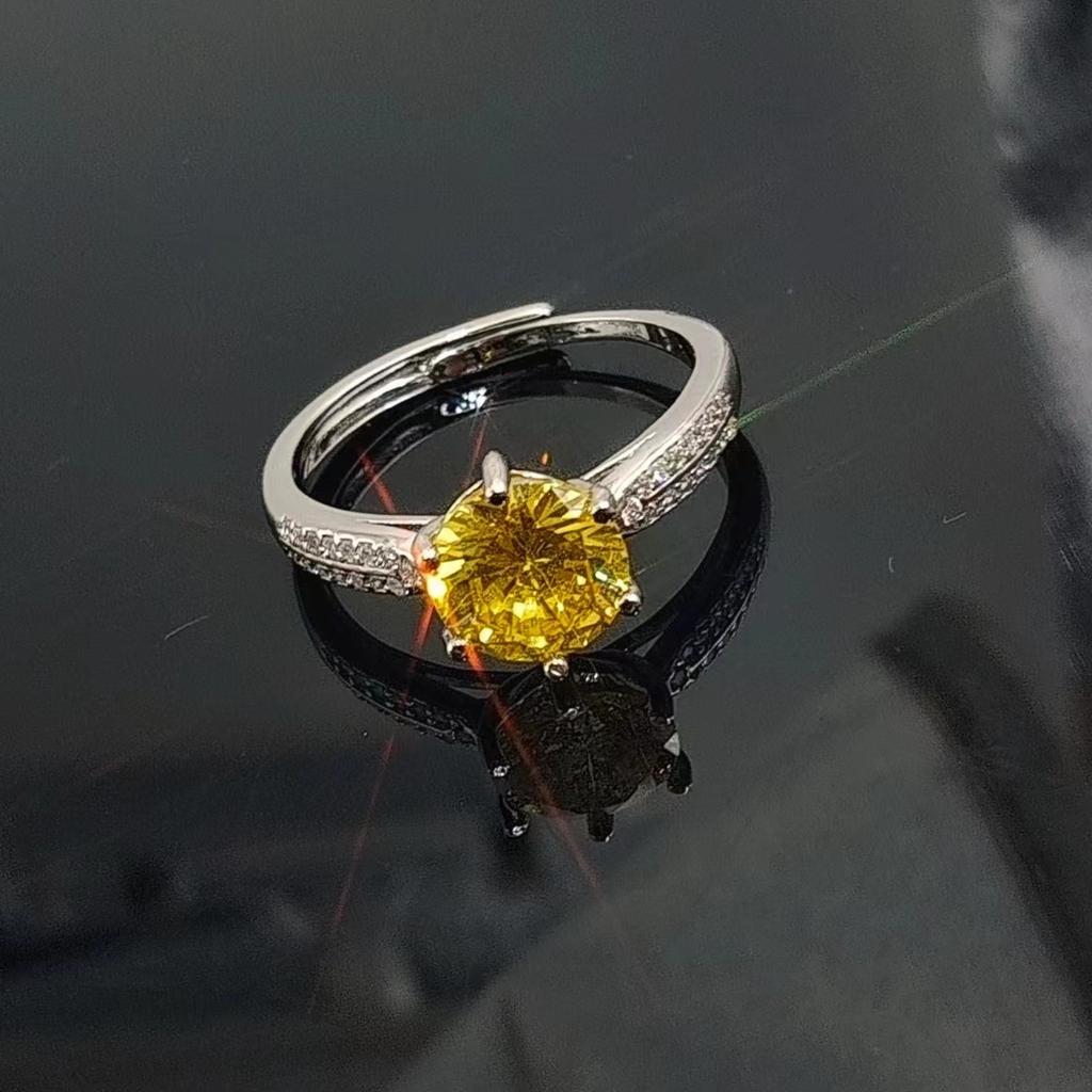 Diamond Ring Jewelry Anti-2 Carat Zircon Starlight Queen Micro Inlaid Six-Claw Open Ring Women'S Jewelry