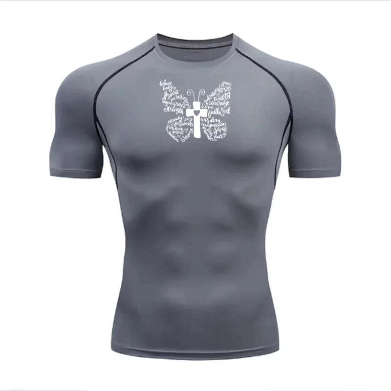 

Compression Short Sleeved Sports Moisture Wicking High-Elasticity Sweatshirt Equipment T-shirt Suitable for Exercise Tight Fit XXXL