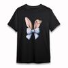 Women's Plus Size Fashion Classic T-Shirt Floral Bunny Ears Blue Bow Design Tee