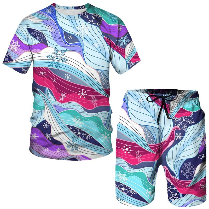 

Летние разноцветные листья 3D принт футболки шорты комплекты мужские спортивные костюмы свободные футболки с коротким рукавом брюки комплект костюмы одежда S