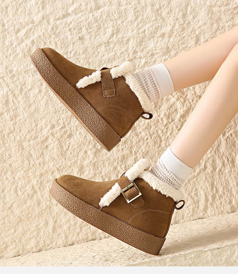 

Snow boots women s 2025 winter piled thickened non-slip warm fluffy shoes Birkenstocks cotton shoes snow boots 40