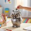 Eulenform Spardosen Dekorative Metall Münzaufbewahrung Organizer Glas mit leicht zugänglicher Basis Kindersicherheit Abgerundetes Design