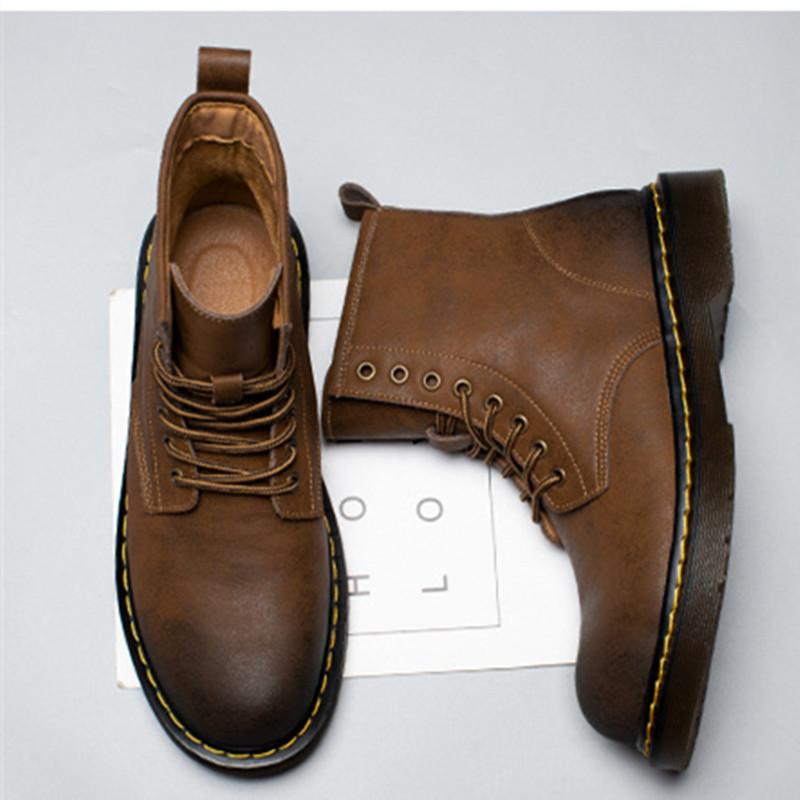 Men Ankle Boots Outdoor Genuine Leather Autumn Spring Non -Slip Walk Male Casual Flats Work Shoes Platform Fashion