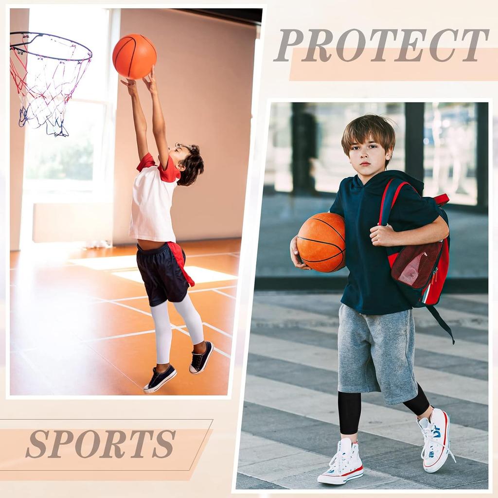 1Pair Kids Long Compression Boys Leg Sleeves Non Slip UV Protection Thigh Calf for Kids Boy Girl Youth Legs Sleeve Running Sport