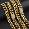 Stainless Steel Iced Out Mirco Pave CZ Stainless Steel Cuban Chain Cuban Link Chain Necklace Hip Hop Party Jewellery