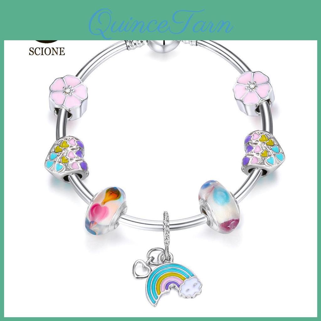 Scione Bracelet Bead Alloy Diy Crystal Large Hole Bead Bracelet Rainbow Pendant Glass