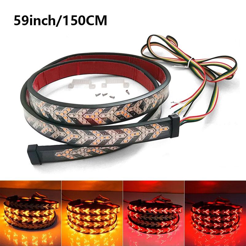 Car Truck LED Tailgate Light Strip Turn Signal Lamp Flowing Dynamic Warning Brake Reverse Tail Light Bar For Pickup Jeep 12-24V