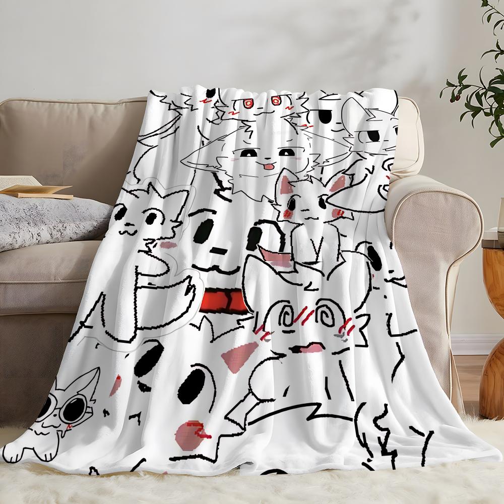 Cute Cat b-Boykisser Throw Kid-Friendly Flannel Throw Blanket Soft Warm Anti-Static Washable All Season