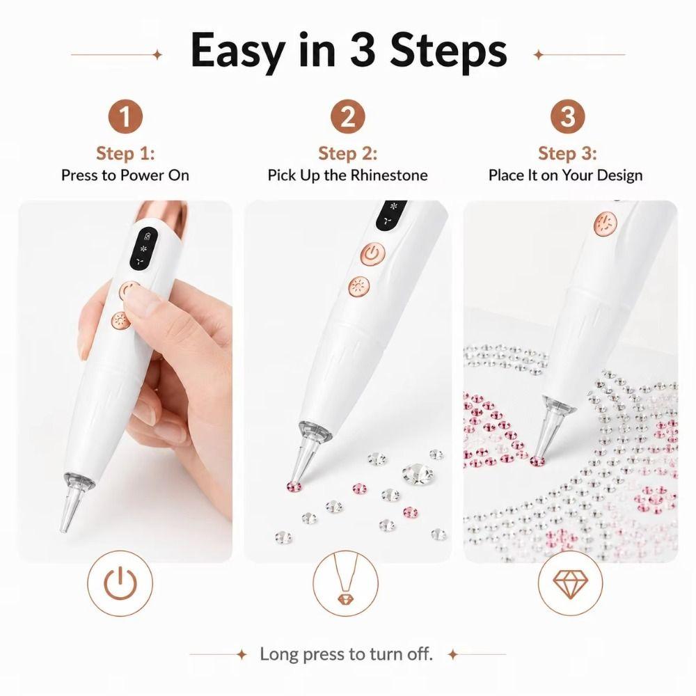 Low Noise Electric Painting Pen 2 Suction Levels Rhinestone Applicator Pen Art Creation
