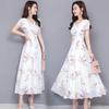 Spot Wholesale Fashion Age-reducing Dress Women's Summer High-end Temperament Medium and Long Large Pendulum Short-sleeved Long Dress