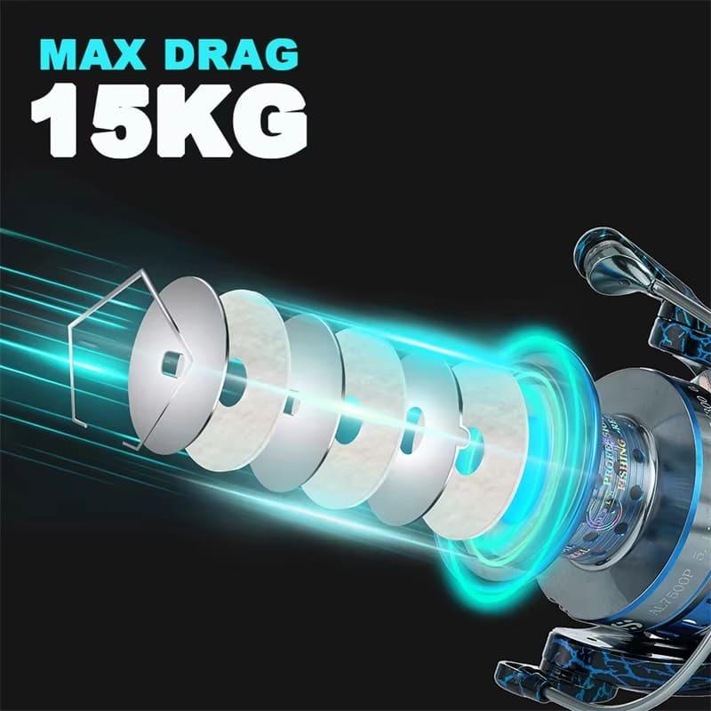 Neue Ganzmetall-Spinnrolle AL2500P-7500P Serie 5+1 Stahlkugellager Maximaler Widerstand 10KG Geeignet für Süß- und Meerwasser