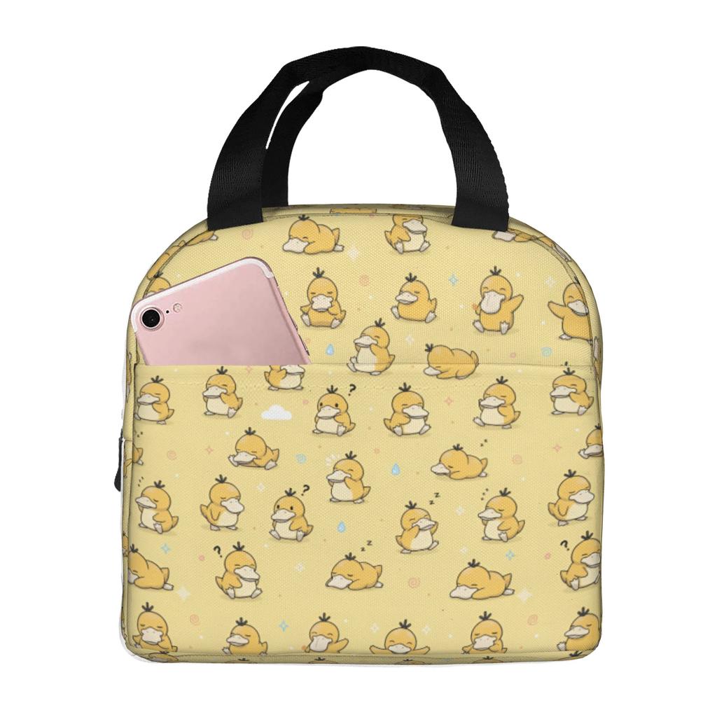 Custom P-Psyducks Insulated Lunch Tote Bag for Women Men Cartoon Resuable Cooler Thermal Bento Box Outdoor Camping Travel