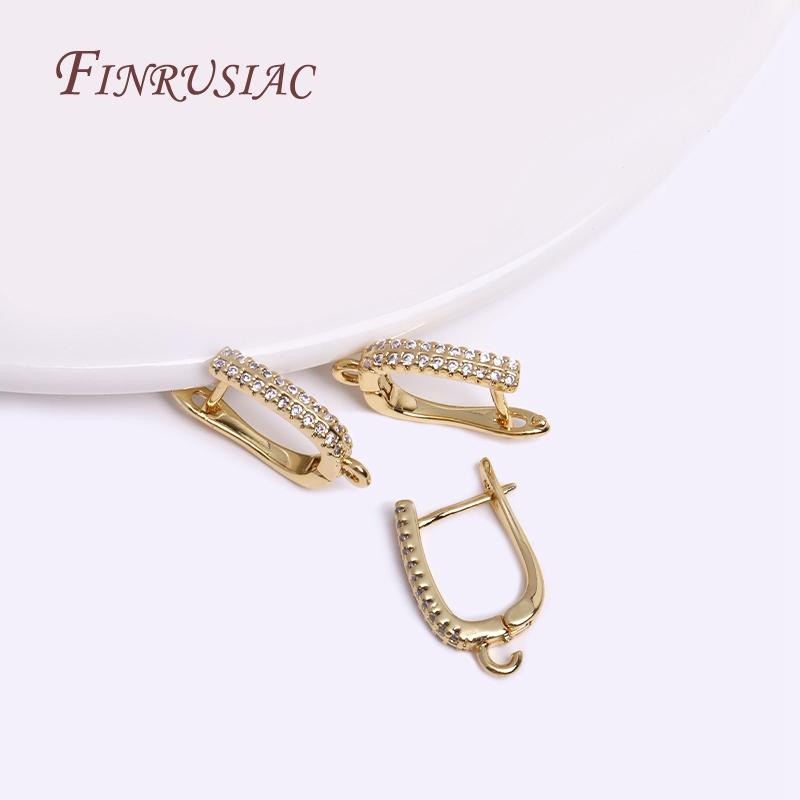 Zircon Earwires Leverback Fastener Fittings 18K Gold Plated Earring Hooks For DIY Women Earring Jewelry Making Accessories 1 pair