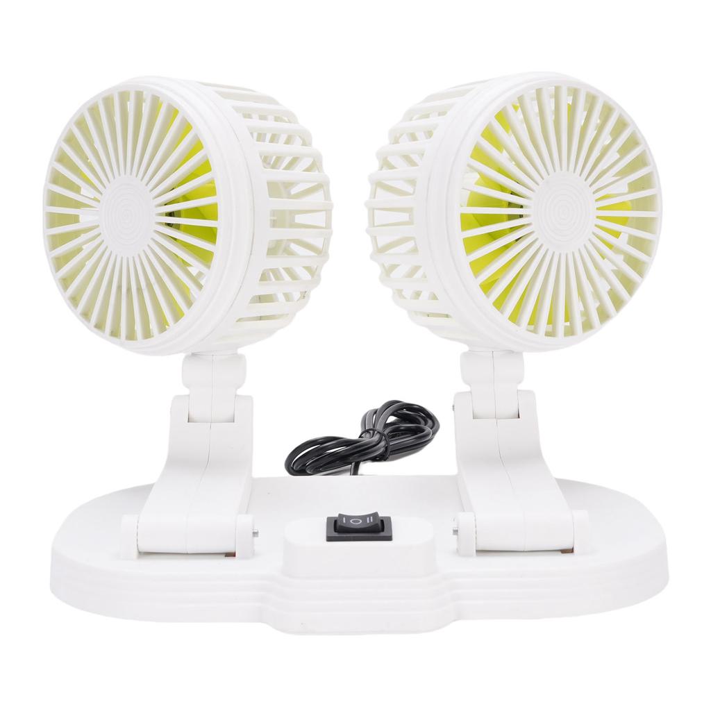 DC 5V USB Car Cooling Fan 2 Speed Wind Quiet 360 Deg Rotatable Portable Dual Head Desk Fan for SUV