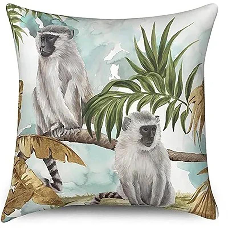 

Home Decor Wild Animal Prints Zebra, Leopard, Monkey and Parrot Patterns for Sofa Bedroom Car Pillow Covers 16x16Inch