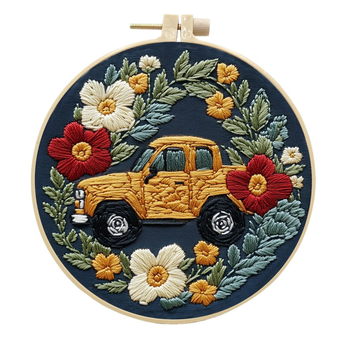 

1 шт. грузовик DIY вышивка ручная работа ткань английский набор материалов, подходит для начинающих хобби вышивка 15cm