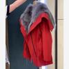 WTEMPO Hooded Faux Fur Christmas Red Coat Women's Thick Warm Autumn Winter Large Size Plush Jacket Streetwear Coat