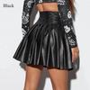 PU Pleated Skirt Plus-size Skirt Women Fashion Handsome Leg Long High Waist Tight Thin Pure Color Pure Spice Girl Style Skirt