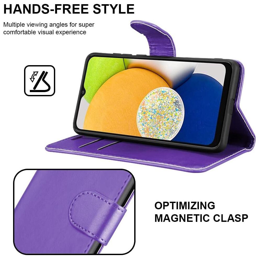 (Purple) Samsung Galaxy A03 Case Leather Wallet Phone Cover