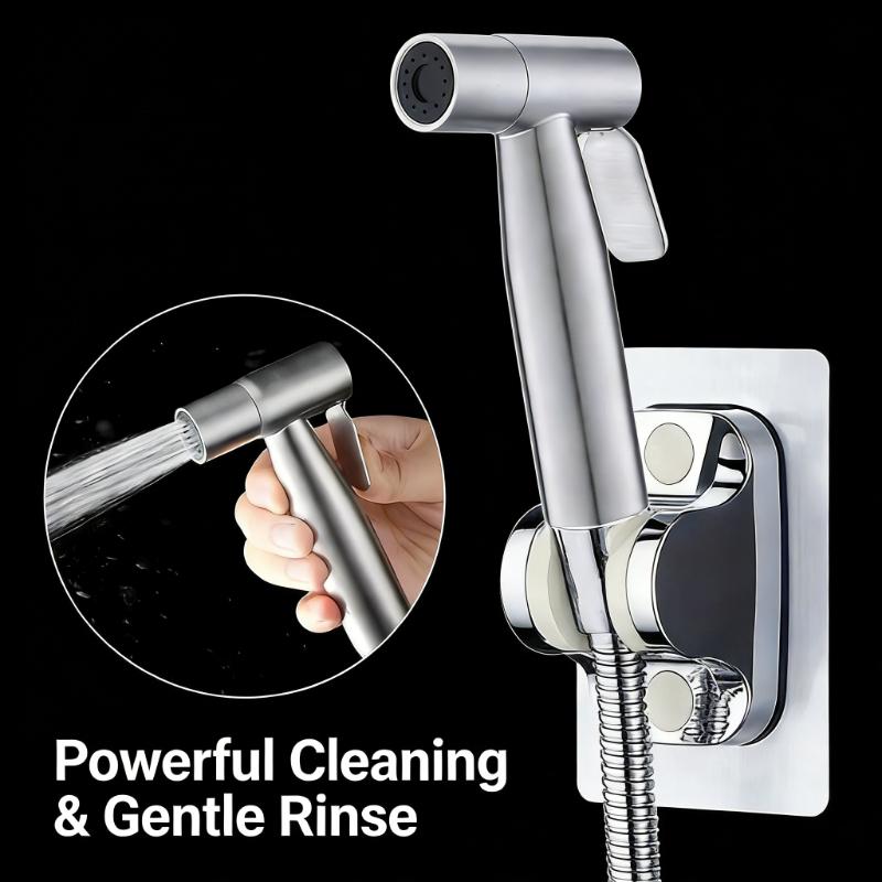 Stainless Steel Toilet Bidet Sprayer Set High Pressure Flushing Bathroom Toilet Cleaning 304 Stainless Steel Toilet Sprayer Set