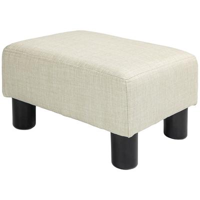 Fußhocker Hocker niedriger Hocker aus Leinenstoff Tragfähigkeit 110 kg 40 x 30 x 24 cm beige
