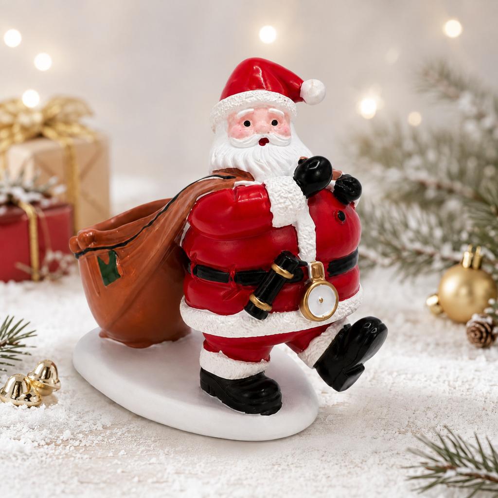 Resin Storage Figurine with Christmas Gift Bag Tray for Holiday Home Decor