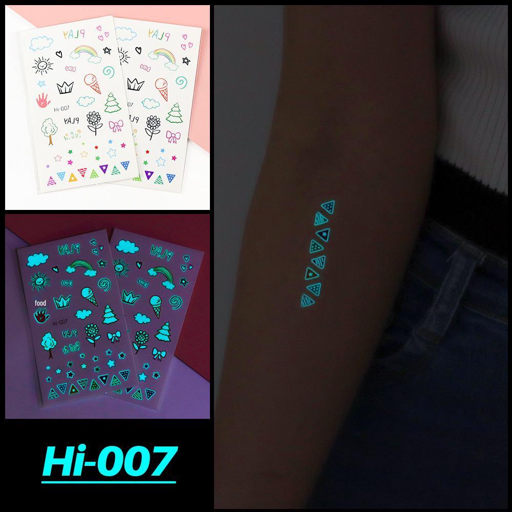 Electric Sound Festival Waterproof Blue Luminous Rainbow Tattoo Stickers