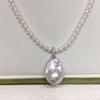 S925 Pure Silver Aurora Dazzling Fish Tail Baroque Natural Freshwater Pearl Pendant Pacifier Universal Buckle Pearl Necklace