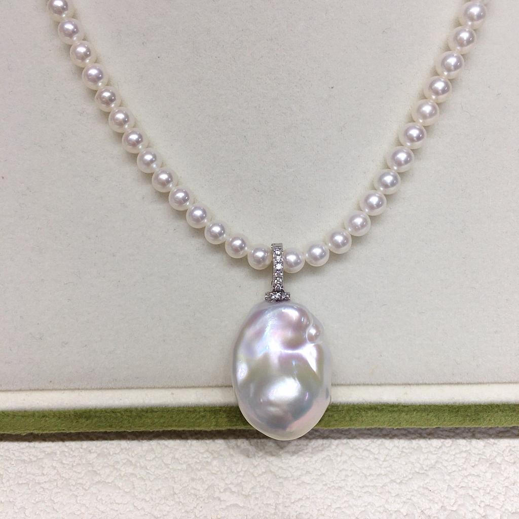 S925 Pure Silver Aurora Dazzling Fish Tail Baroque Natural Freshwater Pearl Pendant Pacifier Universal Buckle Pearl Necklace