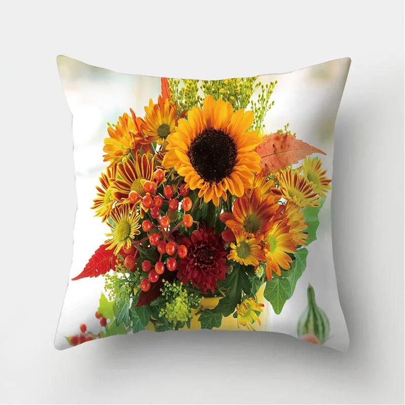 Pink Rose Pattern Pillowcase Office Living Room Home Pillowcase Car Ornaments