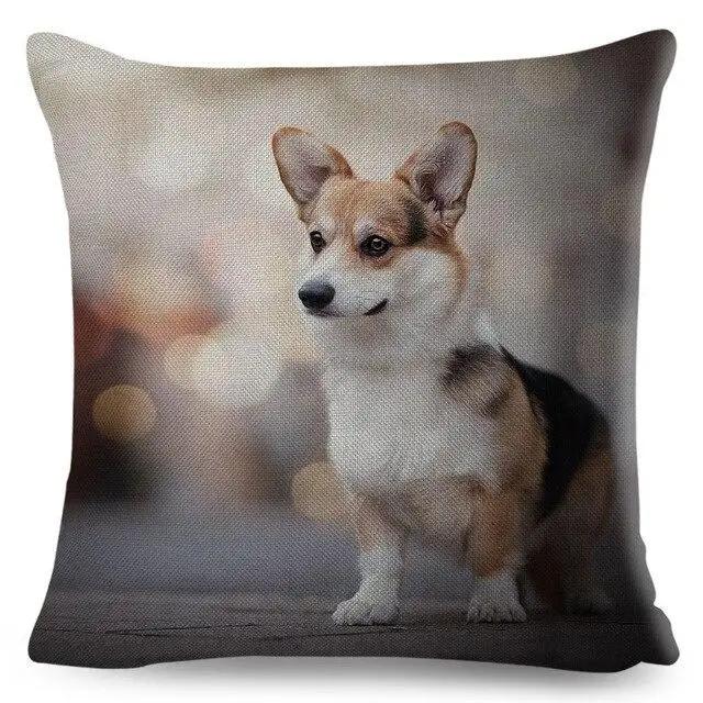 Cute Welsh Corgi Pembroke Dog Printed Pillowcase Decoration  Pet Animal Cushion Cover Sofa Household Car