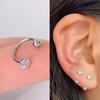 1Pair  Sterling  tragus Piercing Helix Studs Earrings for Women Girls Zircon Hoop Nose Ring Conch Body Piercing Jewelry