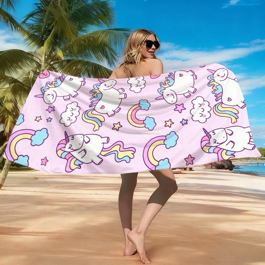 1pc Unicorn Beach Towel Quick-drying Super Absorbent Suitable for Swimming Beach Pool Gym Summer Gift for Friends And Families