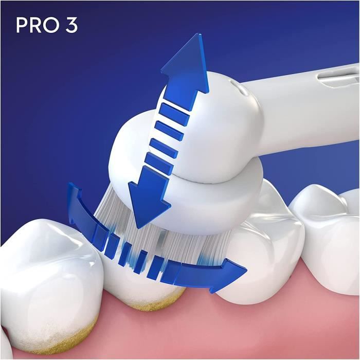 Brosse à dents électrique - Oral-B - Pro 3 - Capteur de pression - Autonomie 2 semaines - Modes de nettoyage