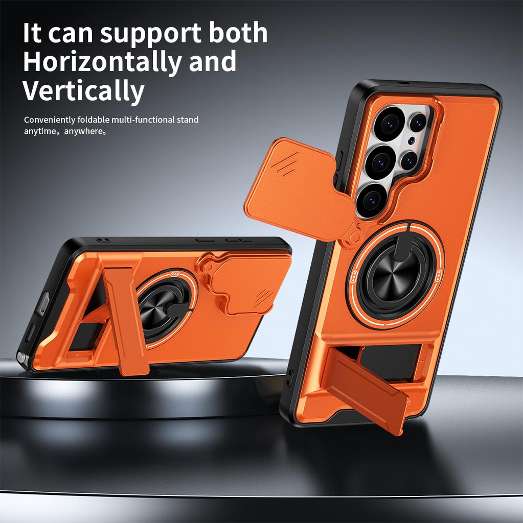 For Samsung Galaxy S21 S22 S23 S24 S25 S26 Ultra S26 Plus Luxury Plastic Rotating Magnetic Ring Holder Phone Case Shell