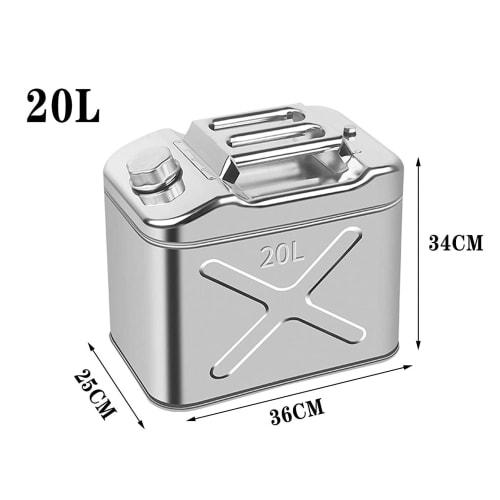 20L/25L Portable Gasoline Can, 304 Stainless Steel, Car Fuel Tank, Large Capacity Kerosene Tank with Filling Nozzle, High Seal, for Car Emergency Supp