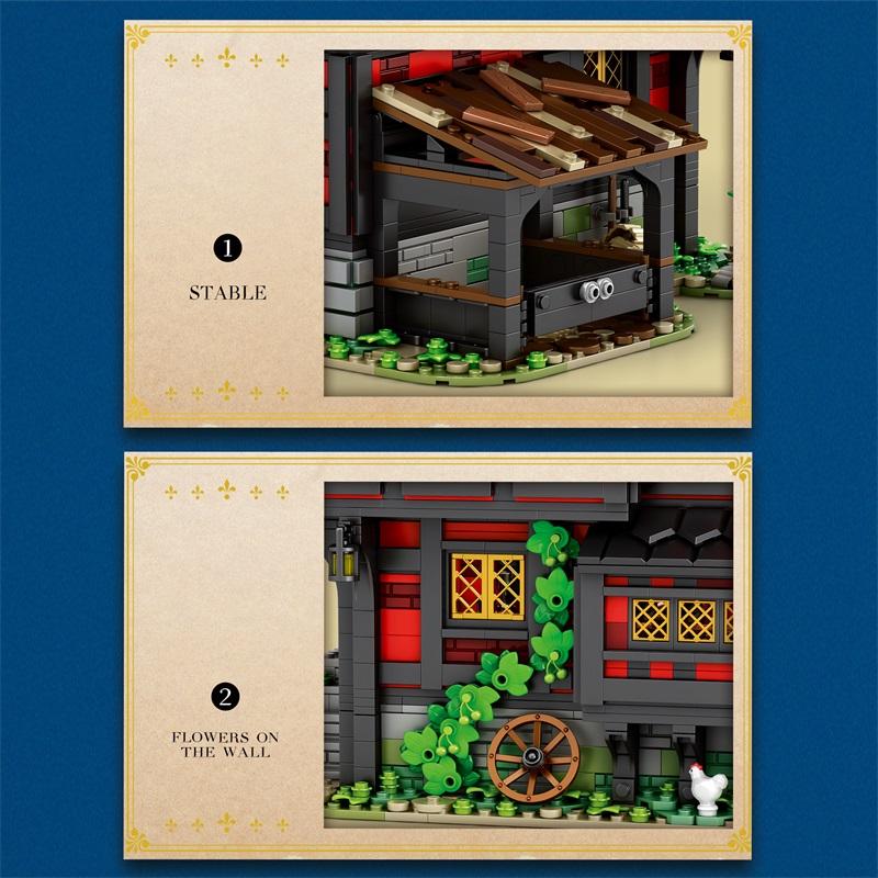 2953PCS Crusader Hotel Building Blocks European Street View Hotel Building MOC Model Bricks Desktop Ornaments Kids Toys Gifts