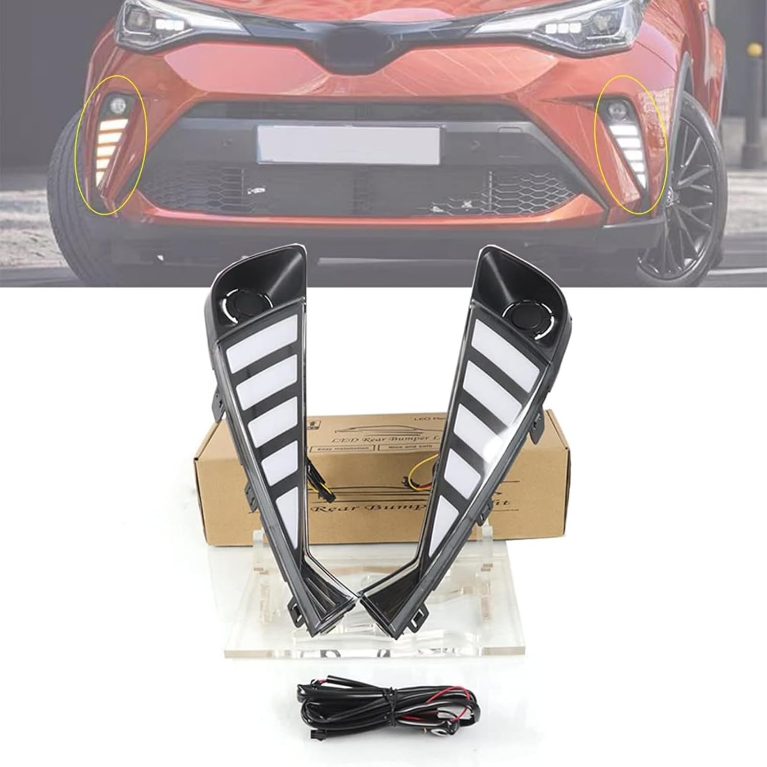 

LED Rear Bumper Reflector Light Fit for 2017-2022 Toyota C-HR CHR LED Tail Brake Lights Driving Fog Light Turn Signal Light Accessories чёрный