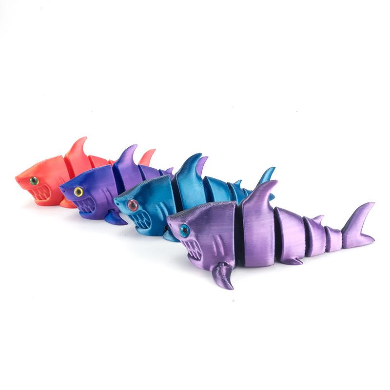 3D Printed Great White Sharks Animal Toys Multi-joint Movable Action Figures Fidget Toys Kids Gifts Living Room Decoration