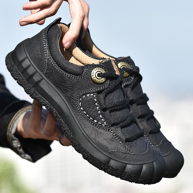 Men'S Big Size Climbing Shoes Men Outdoor Hiking Non-Slip Ankle Boots High Quality Mens Sneakers Genuine Leather Luxury Footwear