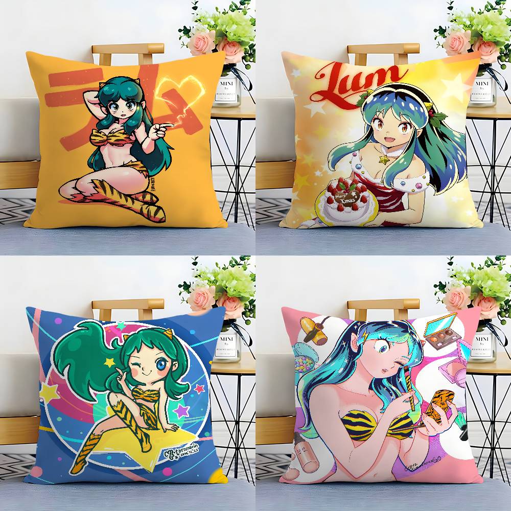 Anime Game U-Urusei Yatsura Pillow Case Plush Fabric Soft Double Sided Print Sofa Cushion Cover Throw Pillow Covers