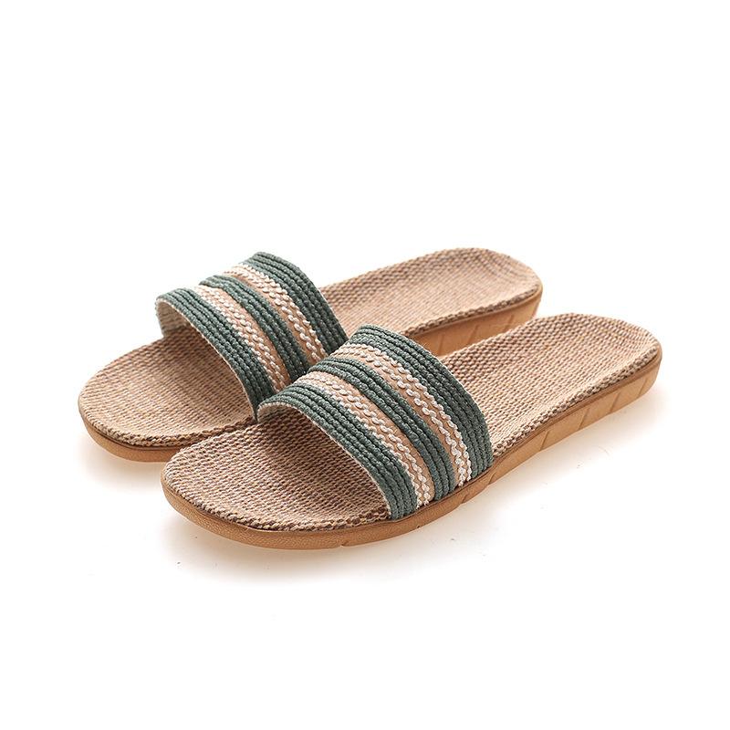 

Летние модные полосатые повседневные тапочки на толстой подошве с противоскользящим покрытием 40 зелёный