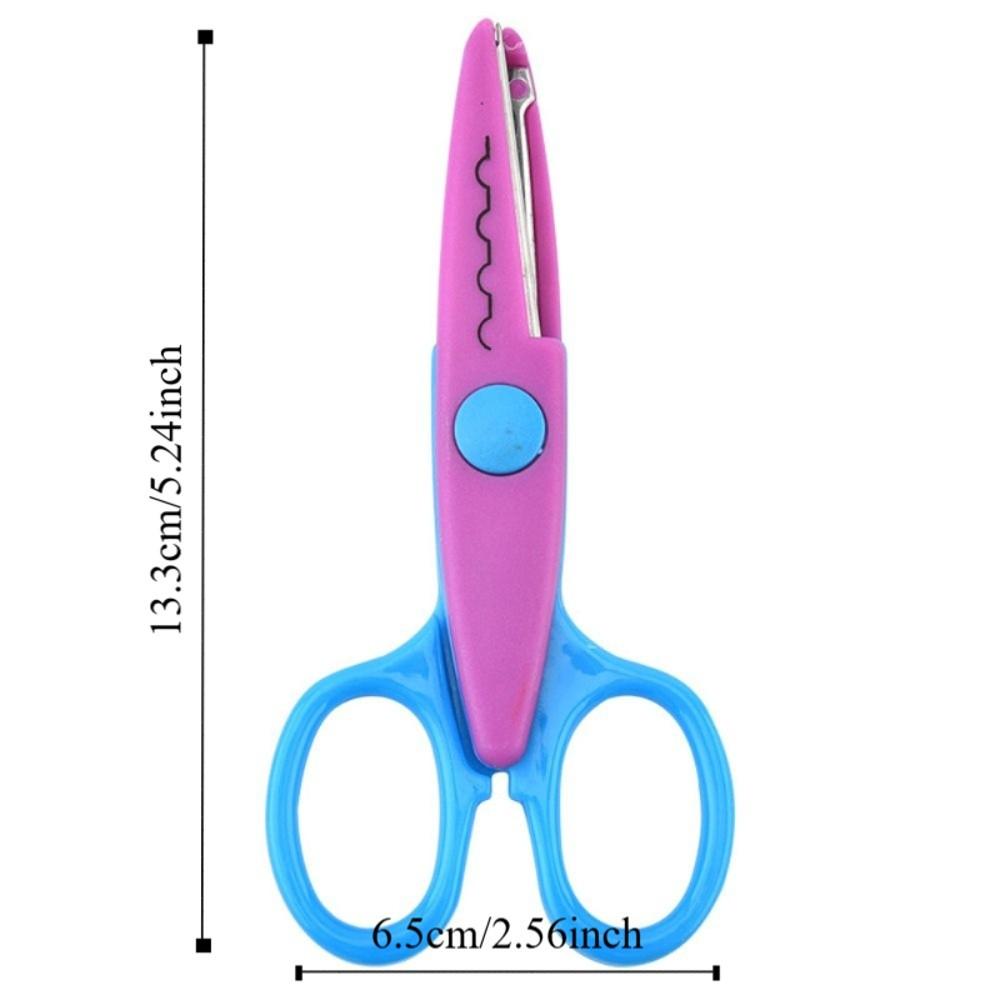 1/6PCS DIY Color Lace Scissors Comfortable Hand Wavy Pattern Art Safety Scissors Small Round Head Stationery Paper Cutter