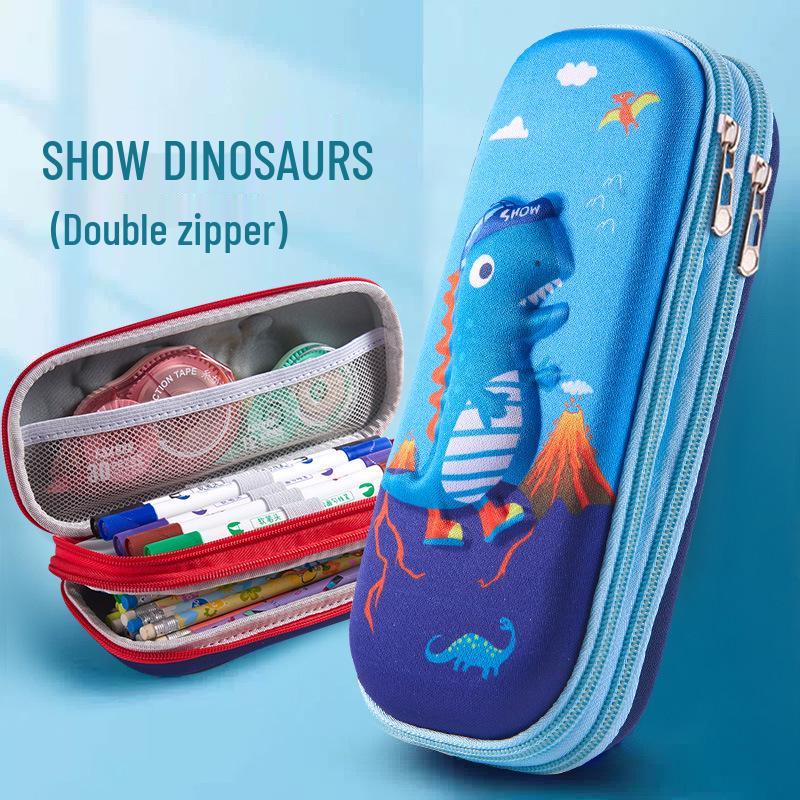 3D Cartoon Double-Layer Pencil Case for Kids - Large Capacity Zipper Bag for Boys and Girls