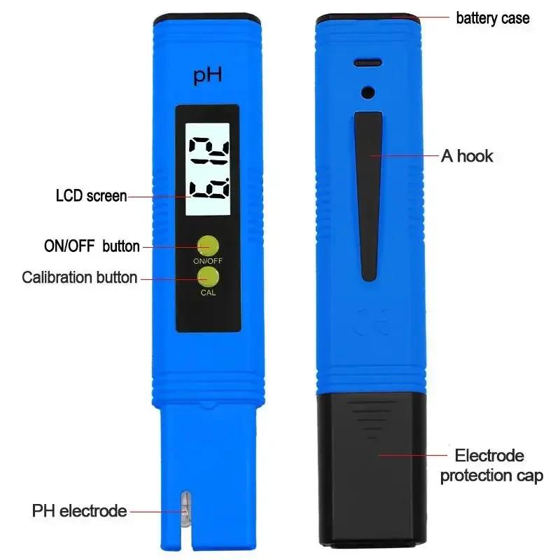 Versatile PH Meter 0.01 Precision for Water Quality Testing 0-14 PH Range LCD Digital Tester for Pools Aquariums Hydroponics