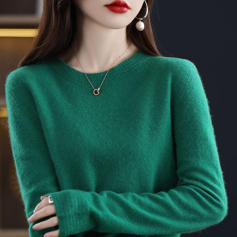 Kashmirtröja för kvinnor Qinghe kashmir 30% kashmir 70% ull Damtröja i höst och vinter i kashmir mjuk och varm