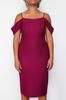 Women's Style Plus Size Purple Plain Bodycone Midi Woven Plus Size Dress